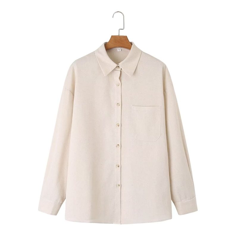 Casual Loose All Match Solid Color Shirt Women Top Shirt Spring Autumn