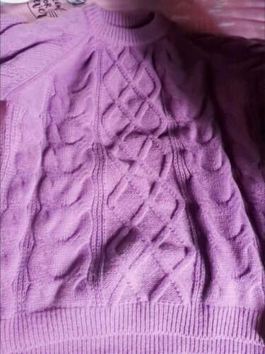 New Solid Color Oversized Sweater Fashion Purple O-neck Knitted Sweater photo review