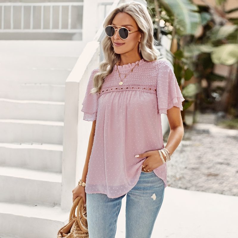 Jacquard Shirt Women Spring Summer Office Short Sleeved Shirt