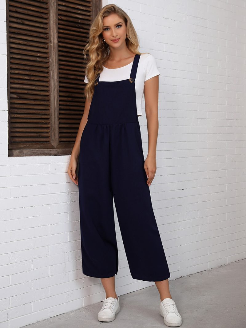 Women Clothing Mark Solid Color Slim Slimming Jumpsuit Bib