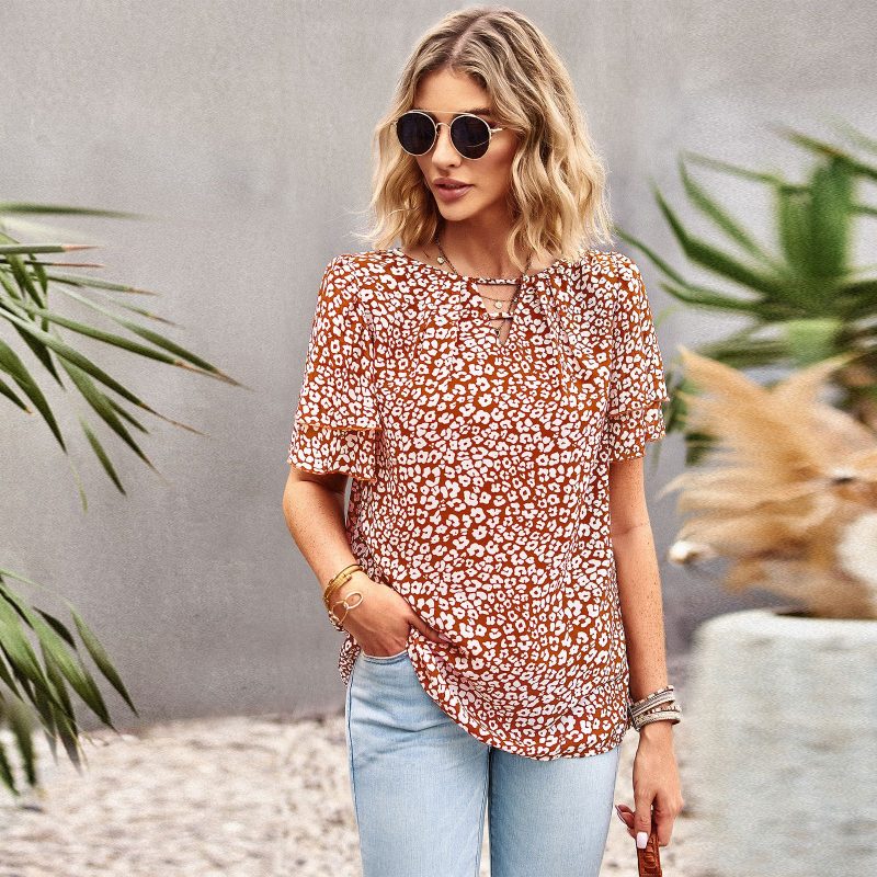 Floral Shirt Women Spring Summer Bohemian Top