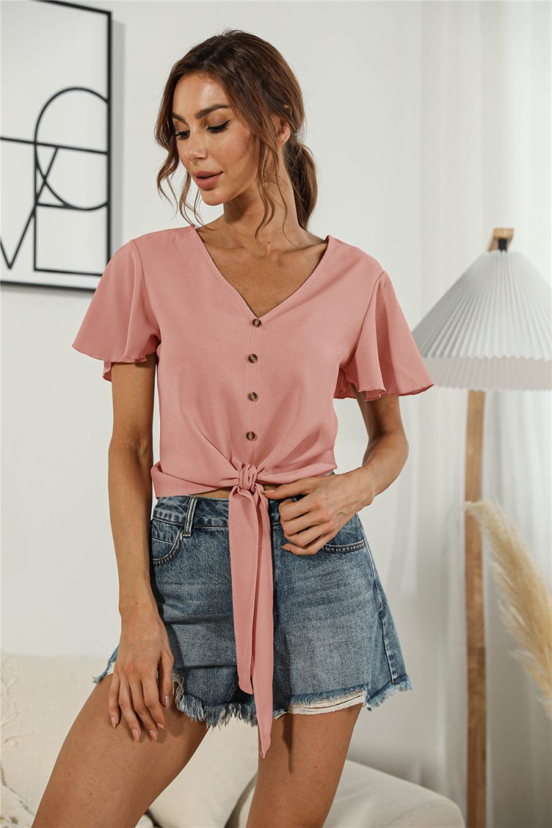 Summer Sexy V-neck Lace-up Top