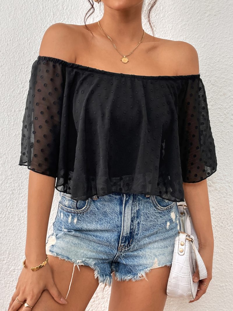 Women Clothing Off Shoulder Black Shirt