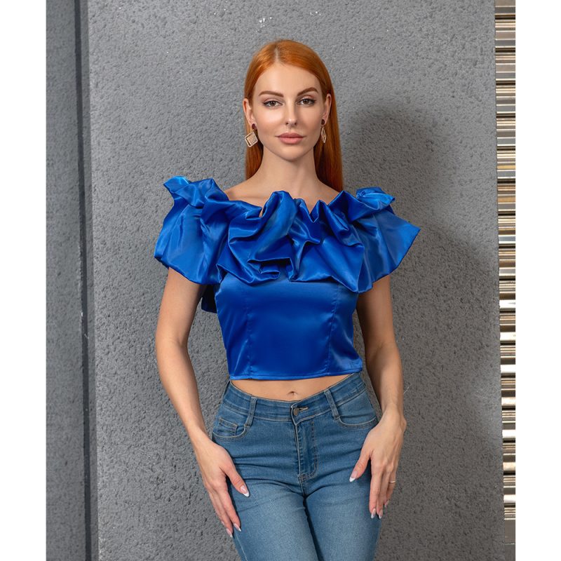 Women Bubble Ruffle Top Summer Women