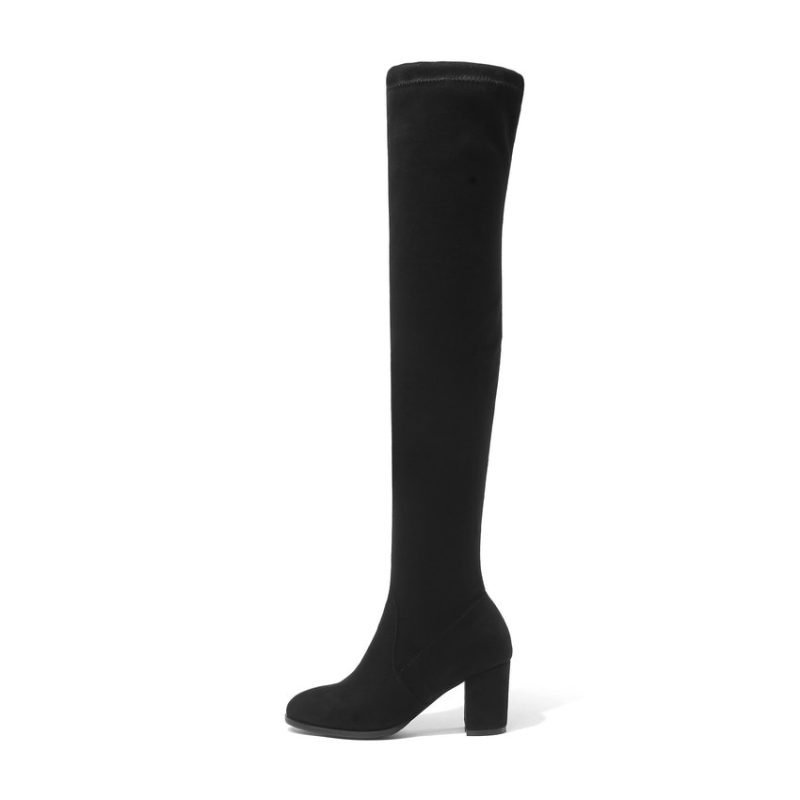 Vanessa's Women Over The Knee High Boots Square High Heel Women Shoes