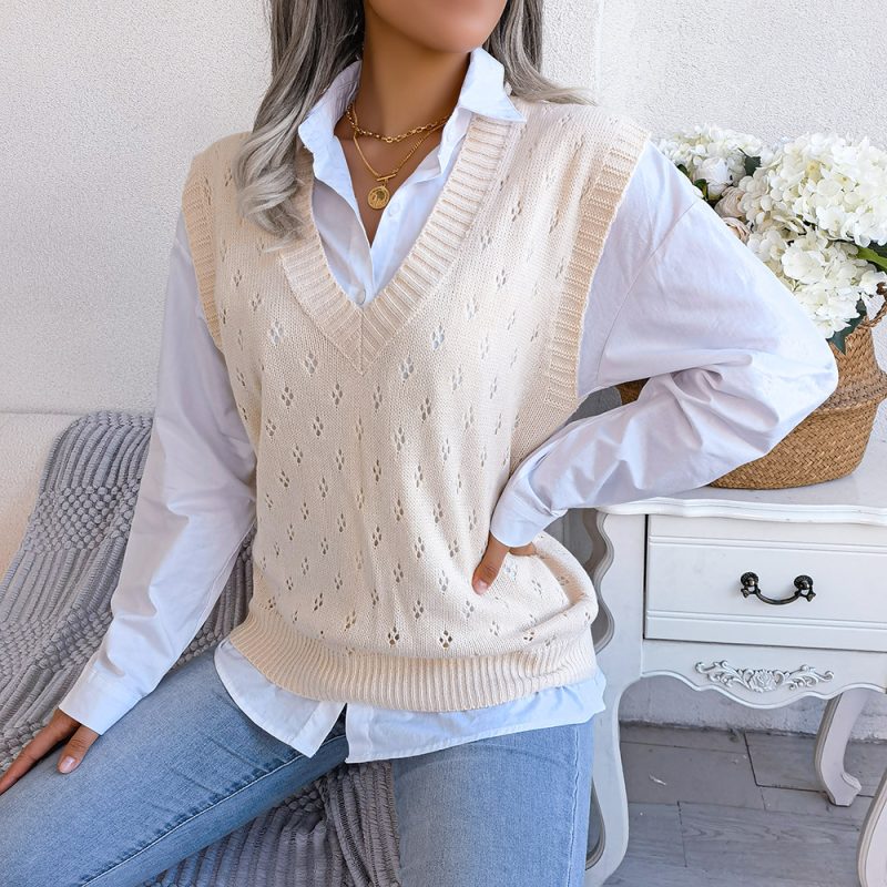 Casual V-Neck Knitted Vest