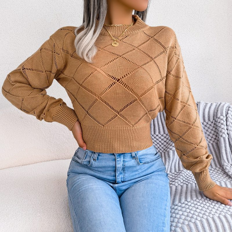 Plaid Long Sleeve Cropped Sweater