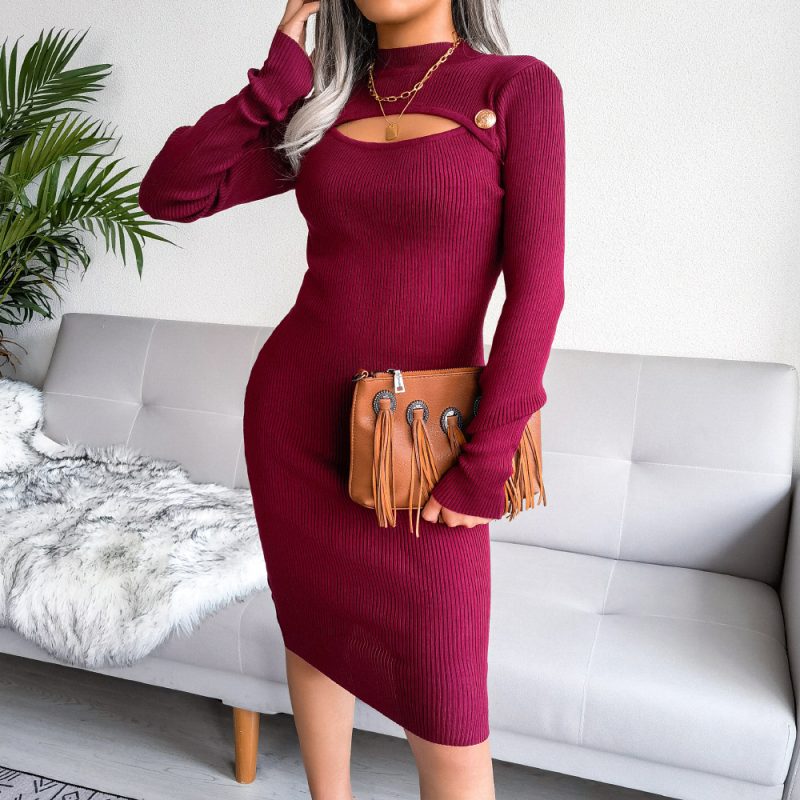 Hollow Out Cutout Knitted Dress