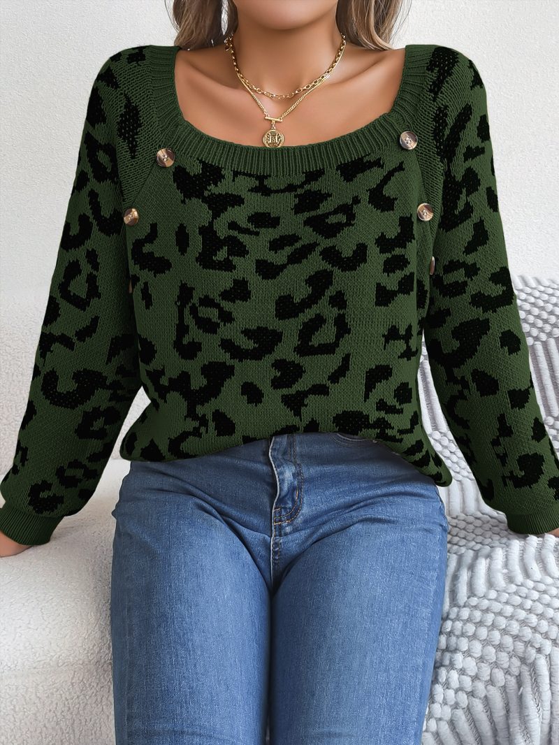 Leopard Print Button Sweater