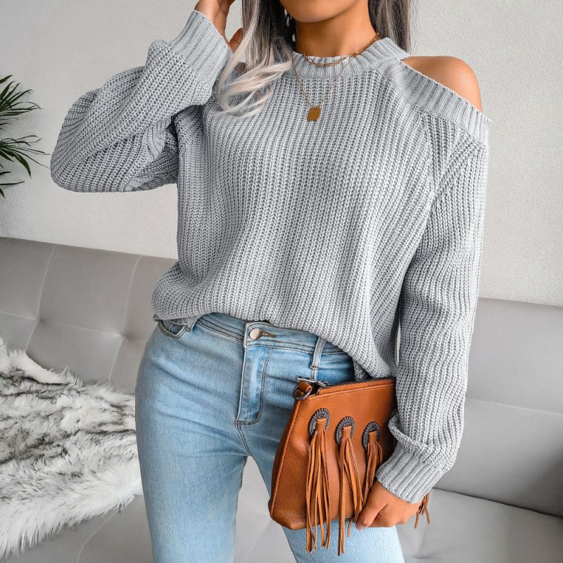 Off-Shoulder Loose Knit Sweater