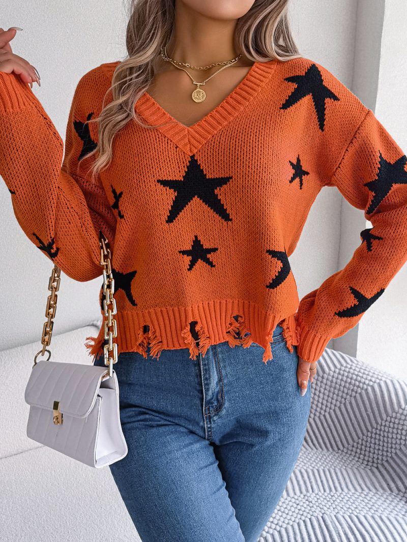 V-Neck Long Sleeve Knit Sweater