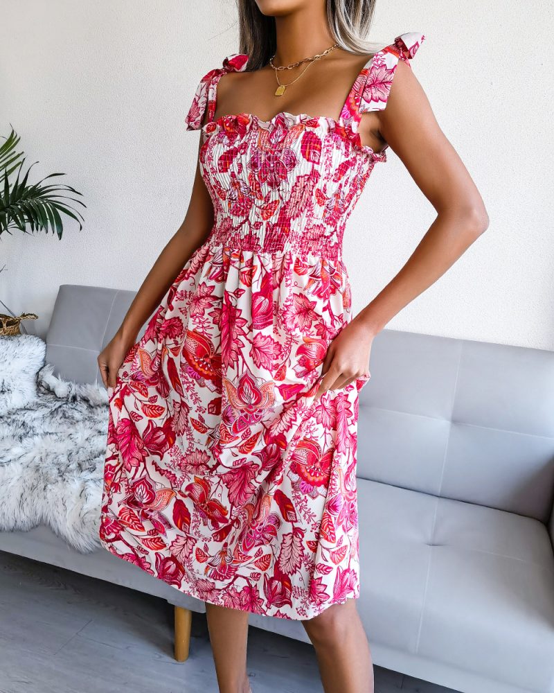 Printed Sleeveless Midi Sundress