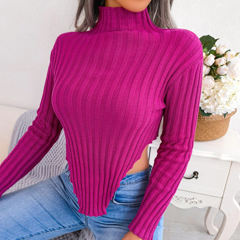 Asymmetric High Collar Sweater