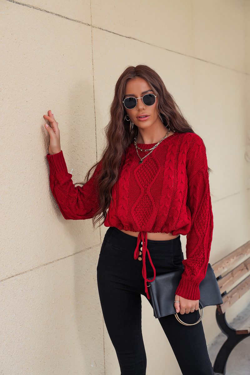 Round Neck Knitted Casual Sweater