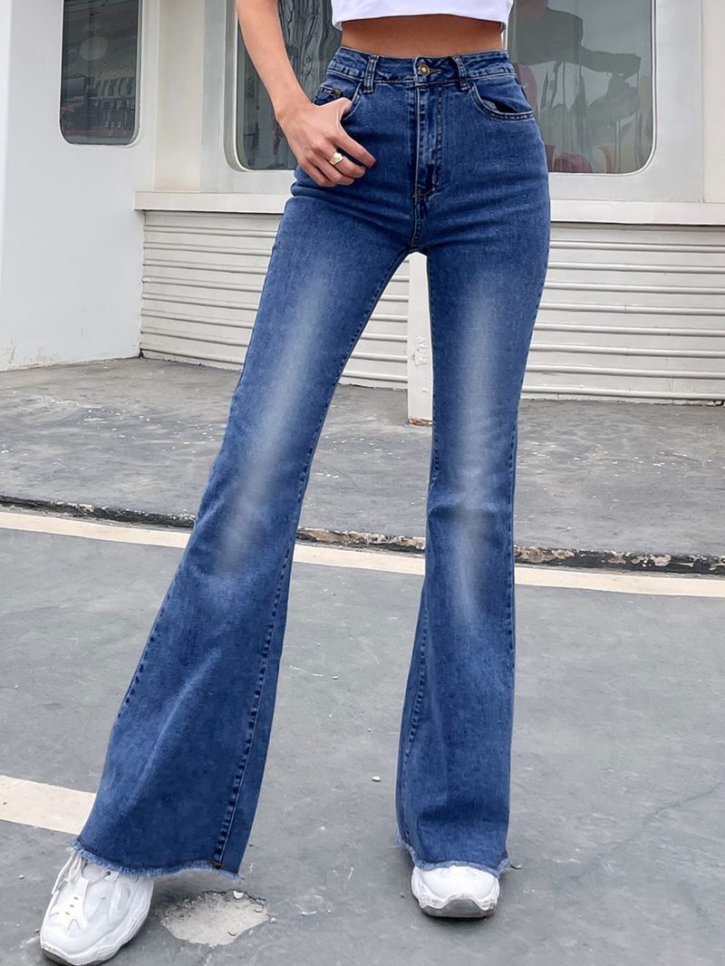 High Waist Wide Leg Patchwork Denim Bell Bottoms