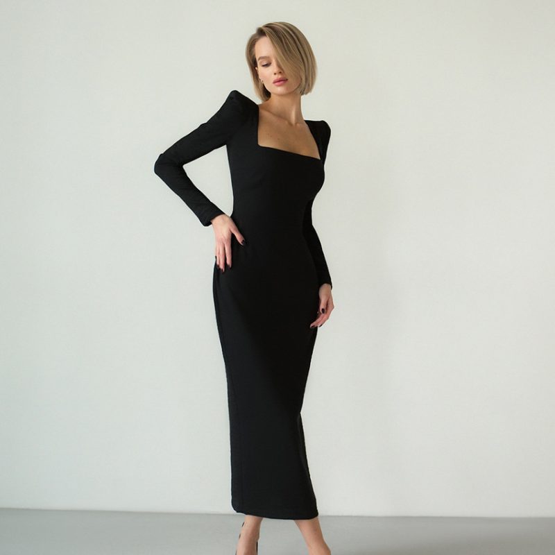 French Square Collar Maxi Dress