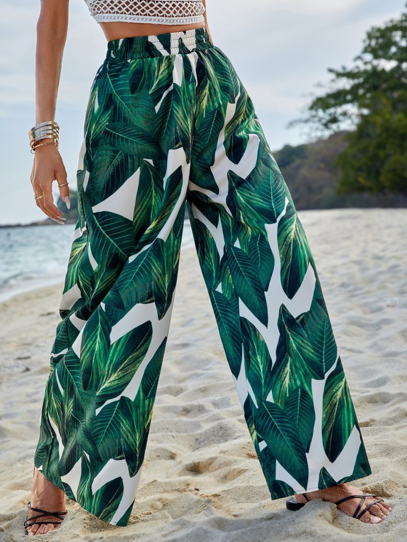 High Waist Print Wide Leg Pants