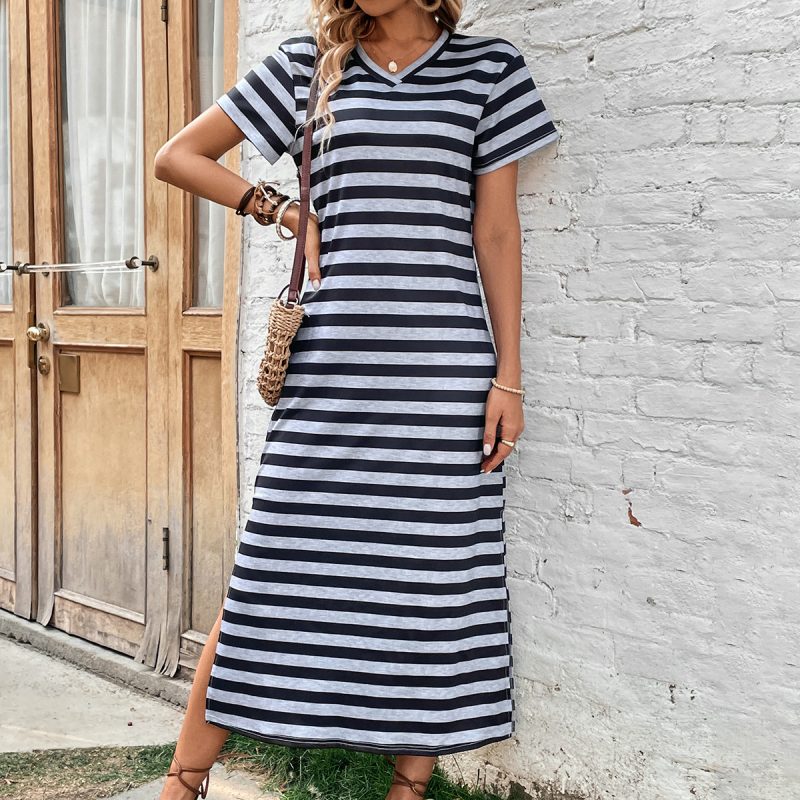 Loose Comfortable Striped Casual Dress