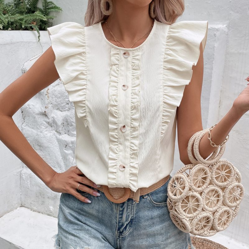 Artistic Fresh Ruffled Sleeveless Vest for Summer