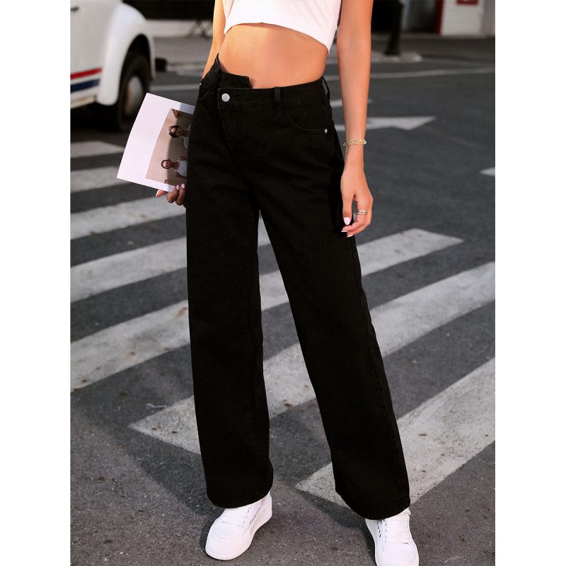 Casual Loose Drooping Slimming High Waist Denim Trousers