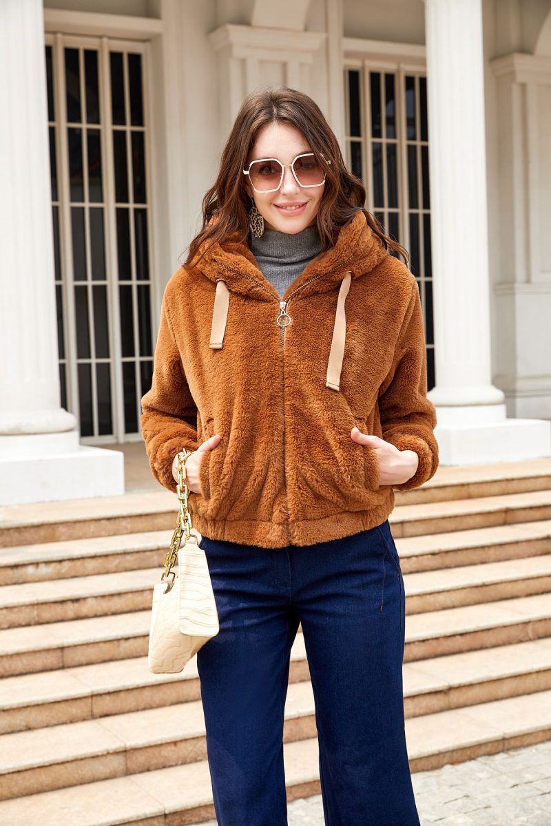 Hooded Plush Coat for Autumn/Winter