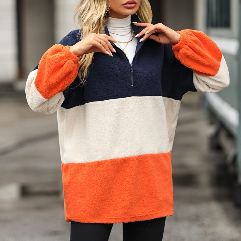 Loose Lapels Striped Velvet Pullover