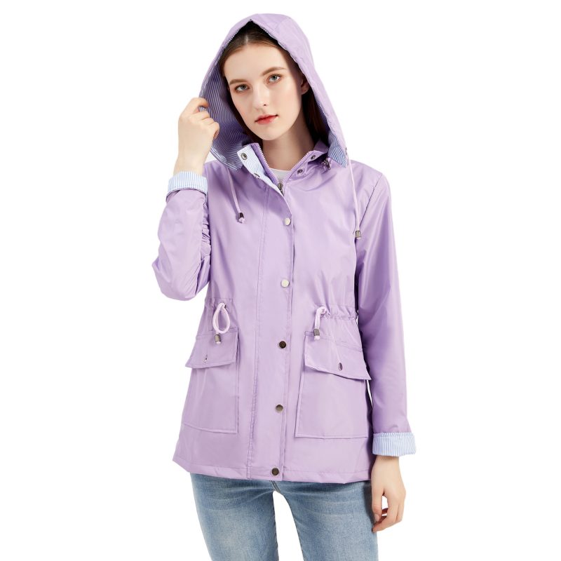 Detachable Hat Windbreaker for Plus Size Women