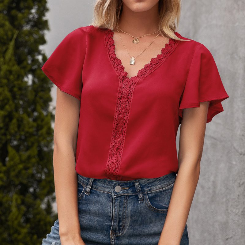 Summer V-Neck Hollow Out Casual Top