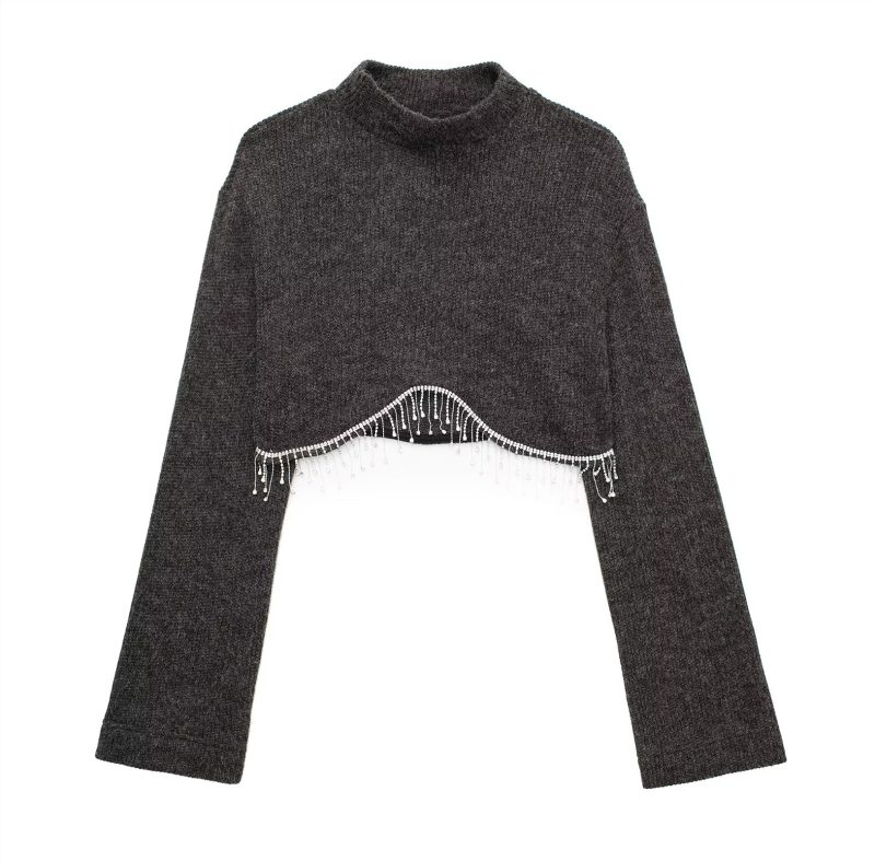 Soft Inlaid Jewelry Sweater - Autumn/Winter Chic