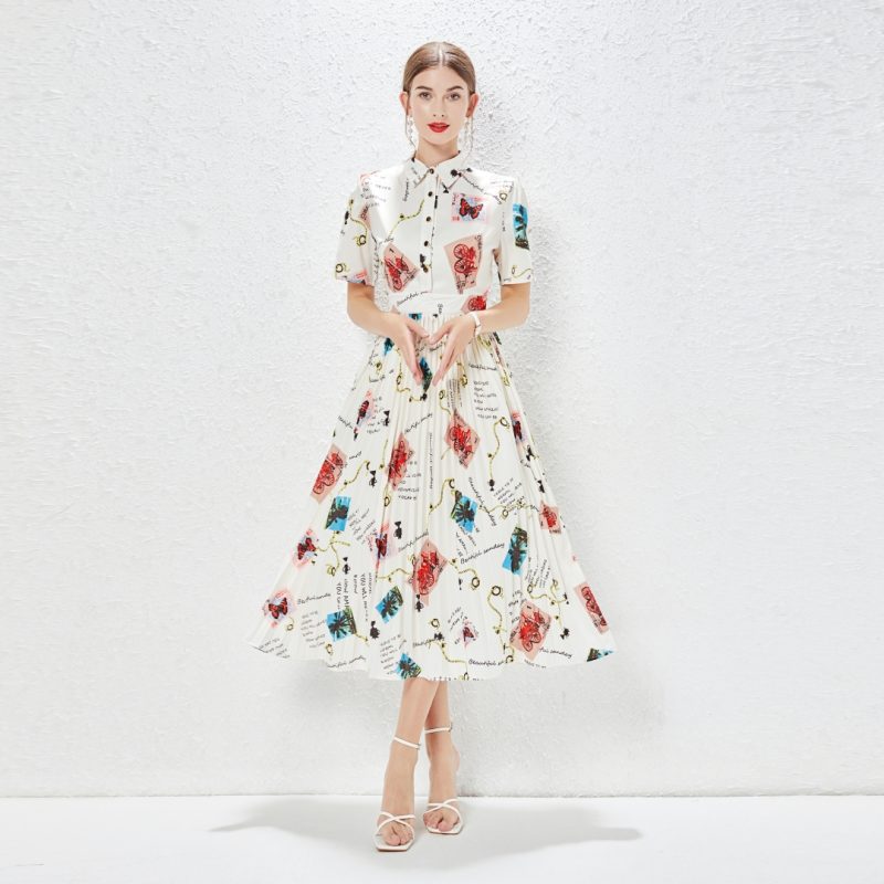 Elegant Fresh Style Printed Dress