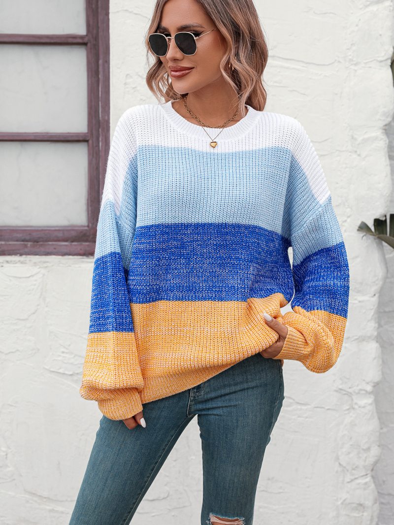 Color Block Crew Neck Knitwear