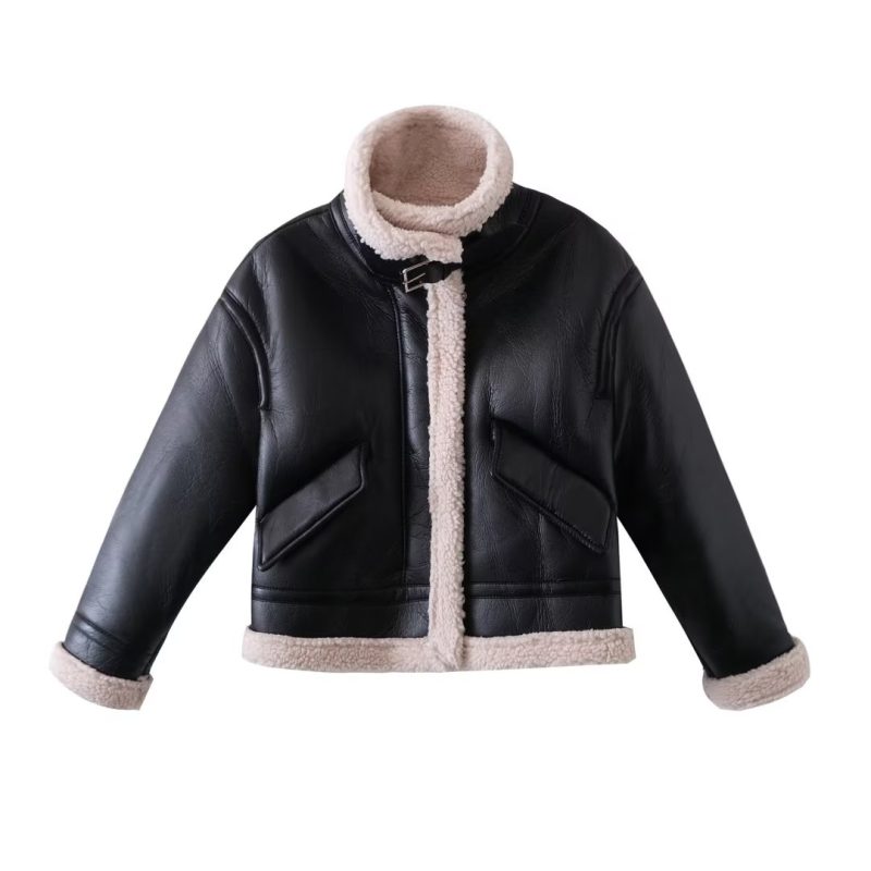 Classic Black Leather Jacket: Autumn-Winter Short Coat