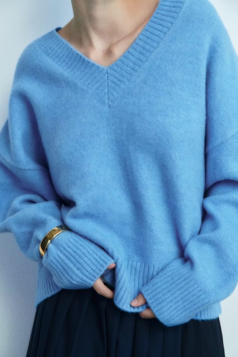 V-Neck Long Sleeve Sweater - Soft Autumn All-Match