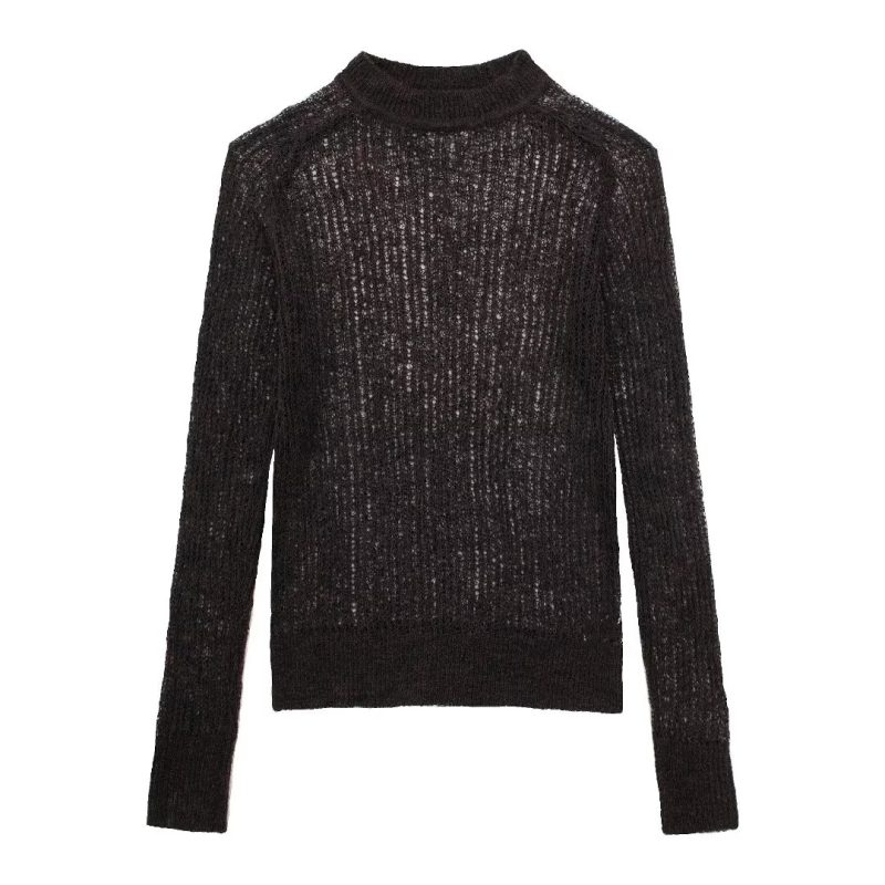 Cutout Knitted Pullover - Comfortable Women's Top