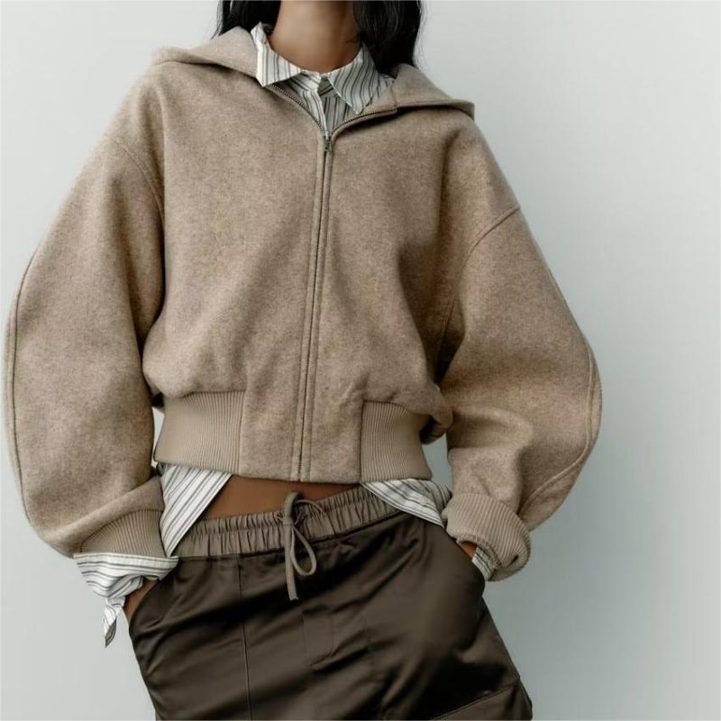 Autumn Hooded Bomber Jacket - Stylish, Soft, and Casual