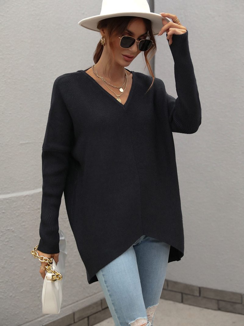 Office Solid Color Knit Sweater