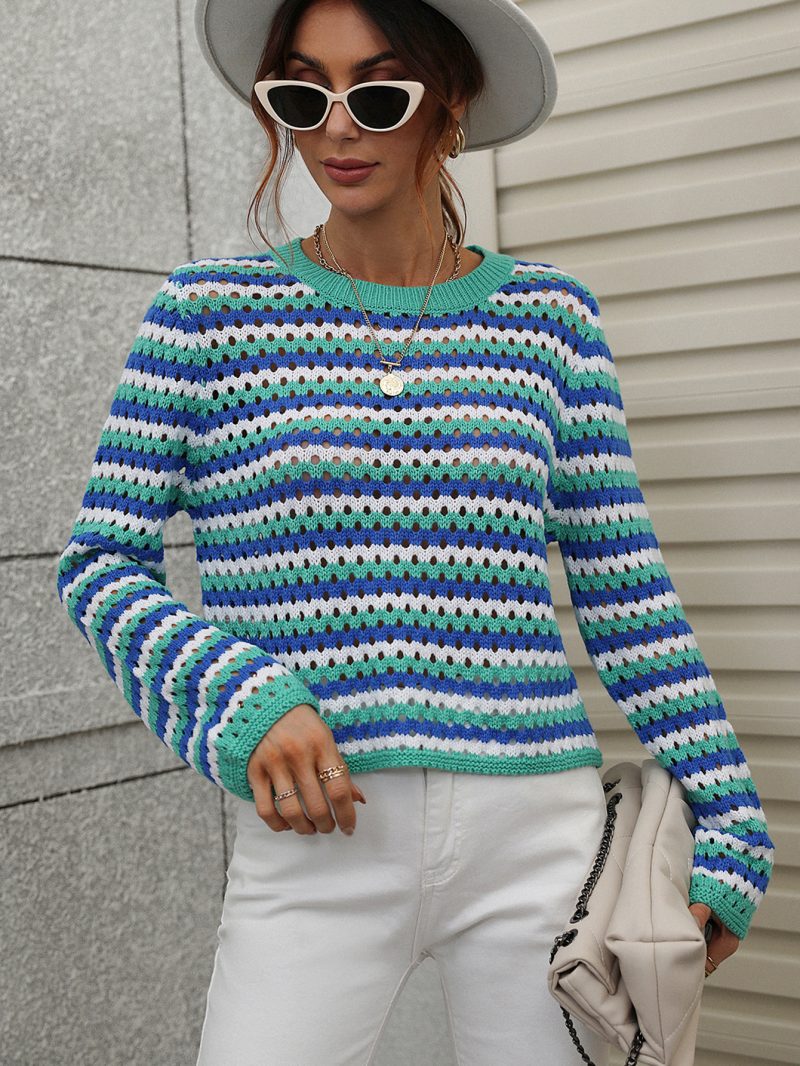 Round Neck Striped Pullover