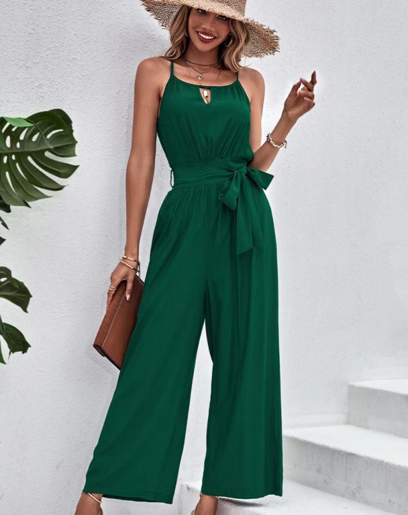 Retro Lace-Up Jumpsuit - Summer Chic