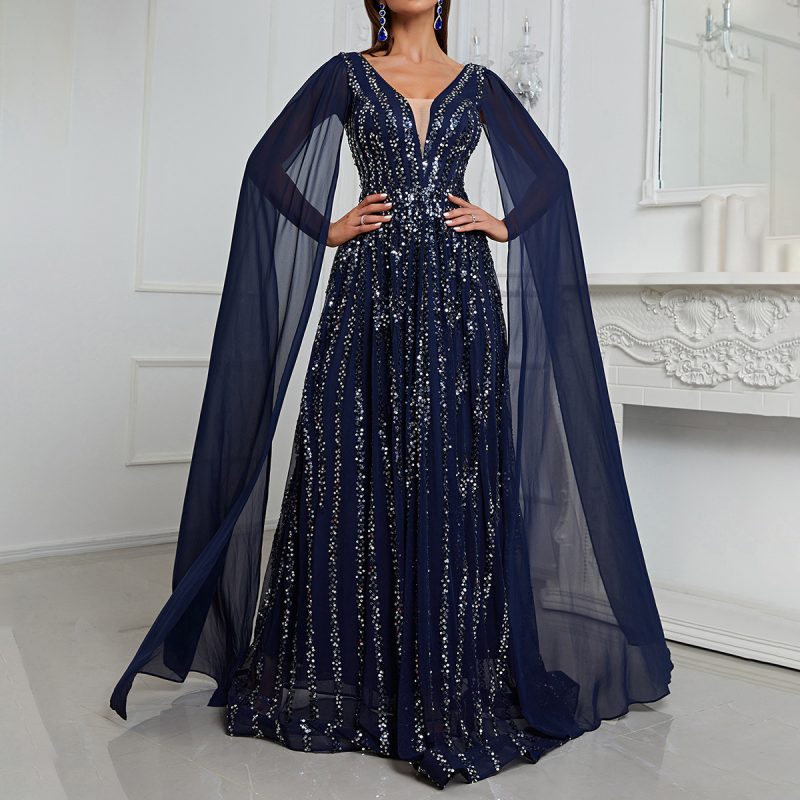 Heavy Embroidery Party Evening Dress