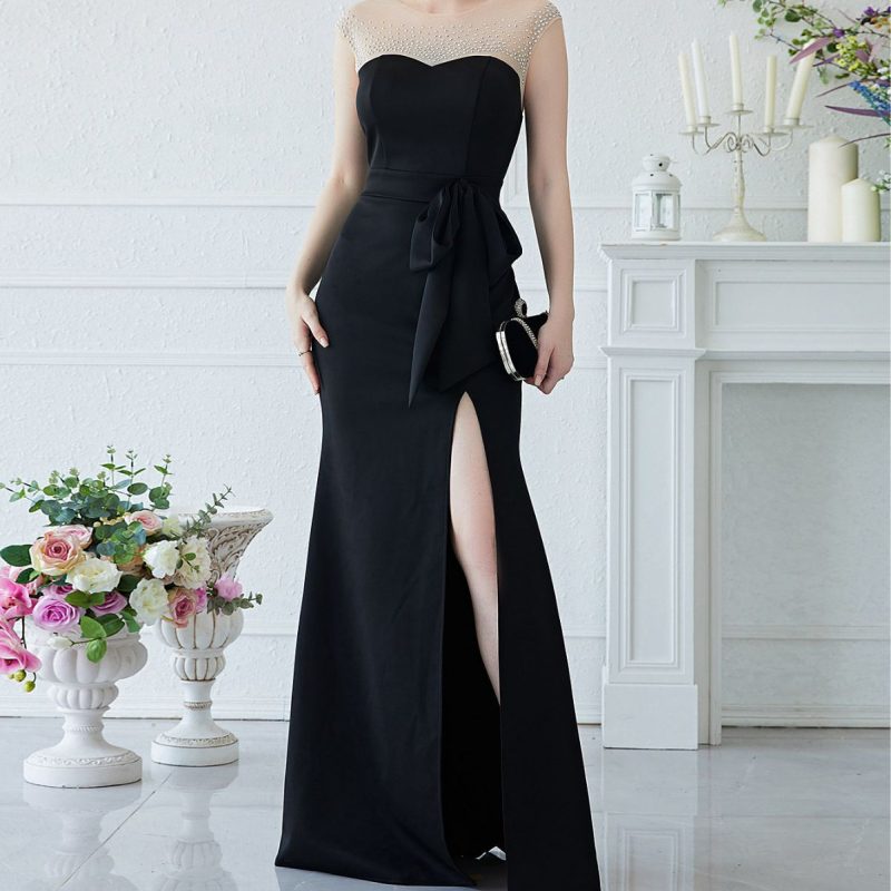 Rhinestone Stitching Evening Fishtail Dress