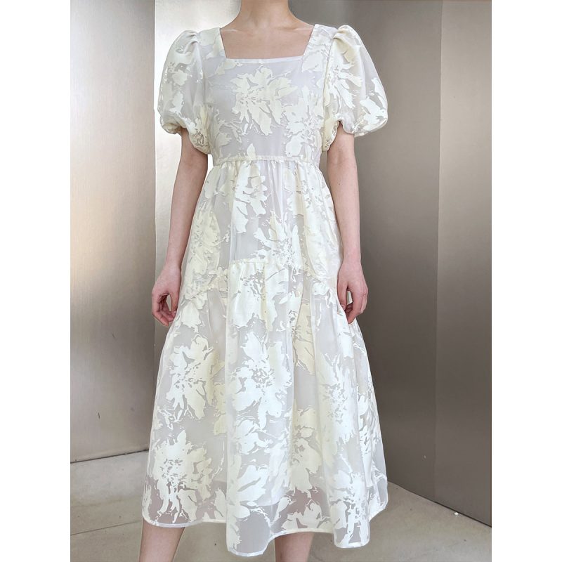 Organza Square Collar Tea Dress