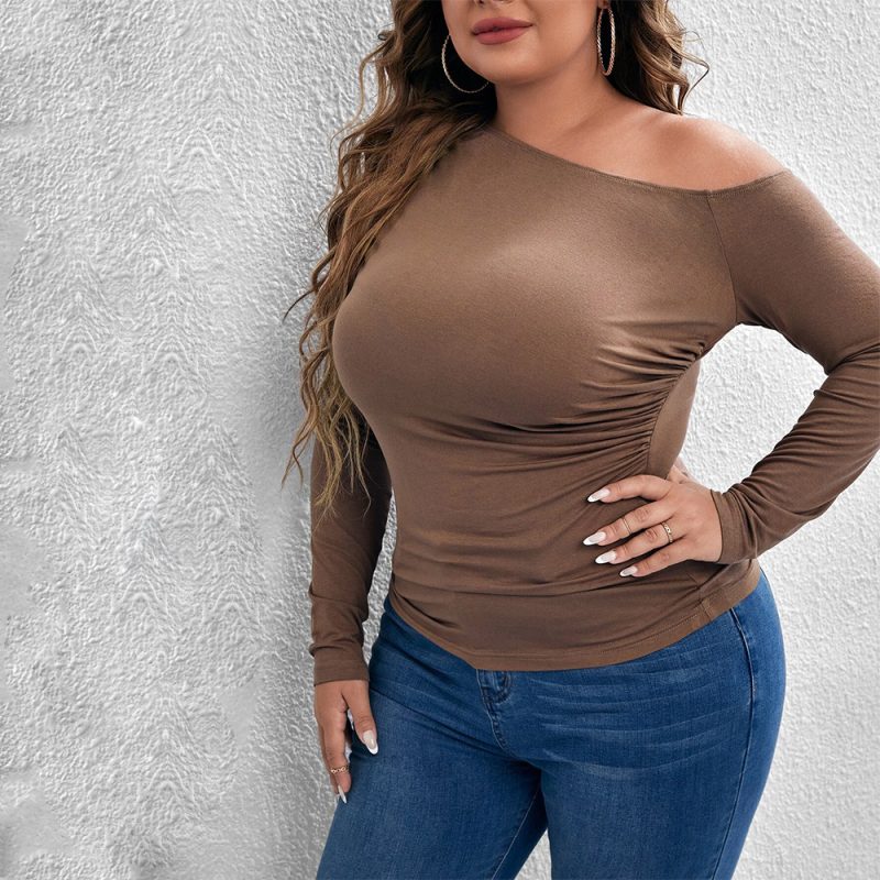 Plus Size Slim Fit Off-Shoulder Knit Top