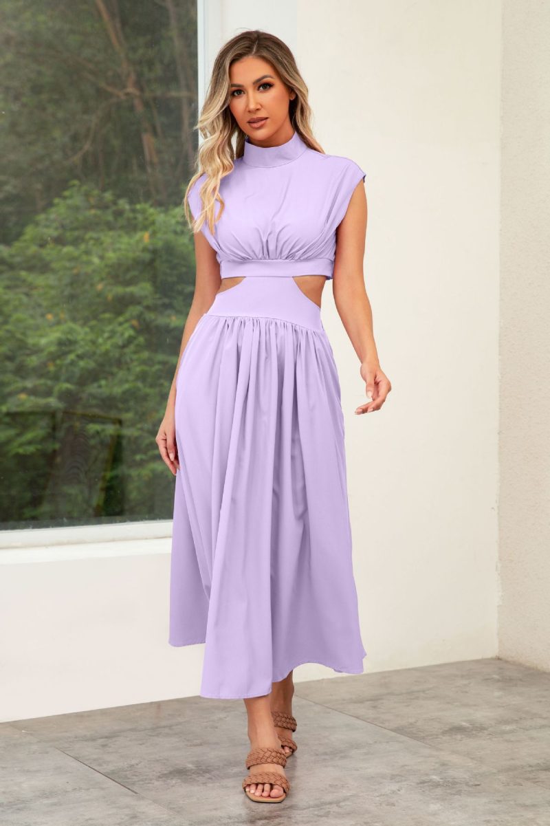 Summer Sweet Stand Collar Maxi Dress