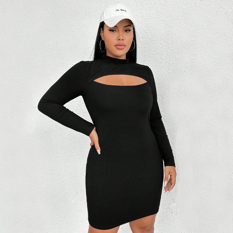 Stylish Plus Size Long Sleeve Dress for Autumn & Winter