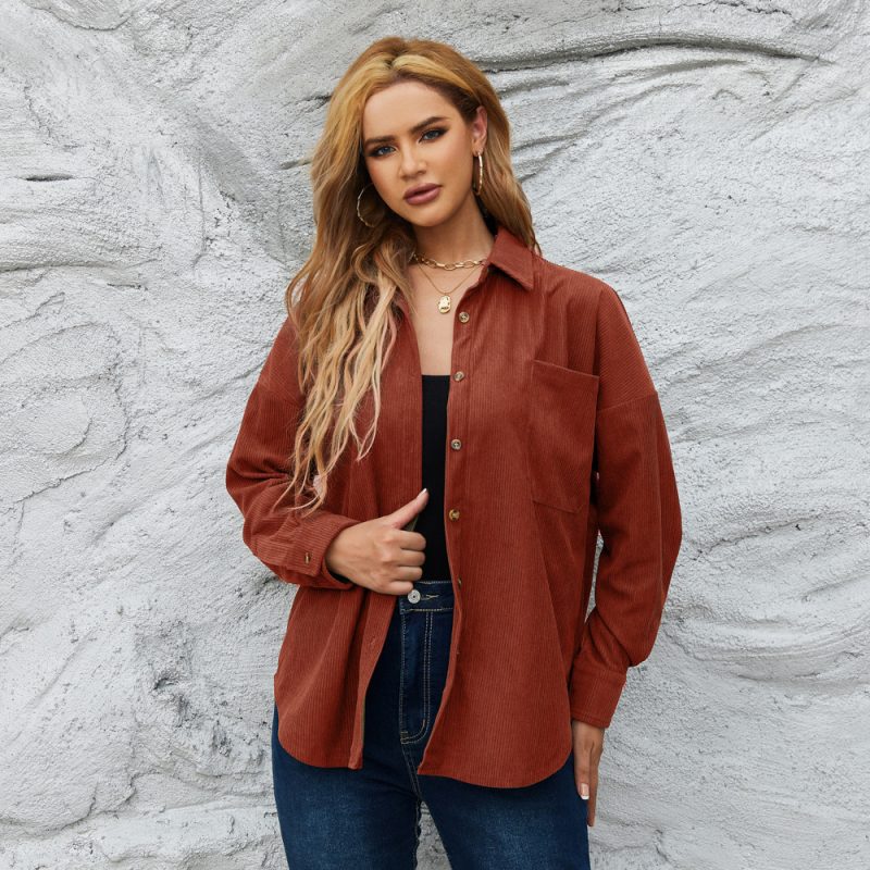 Corduroy Loose Jacket Coat Women