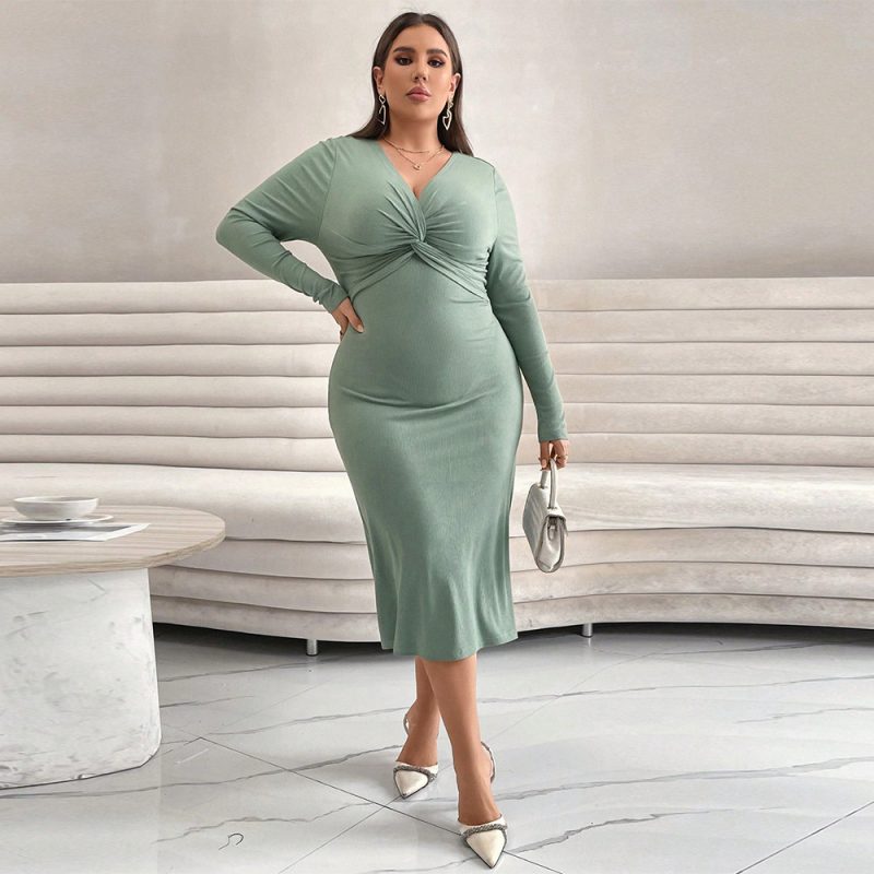 Plus Size Cross Collar Slimming Fishtail Dress