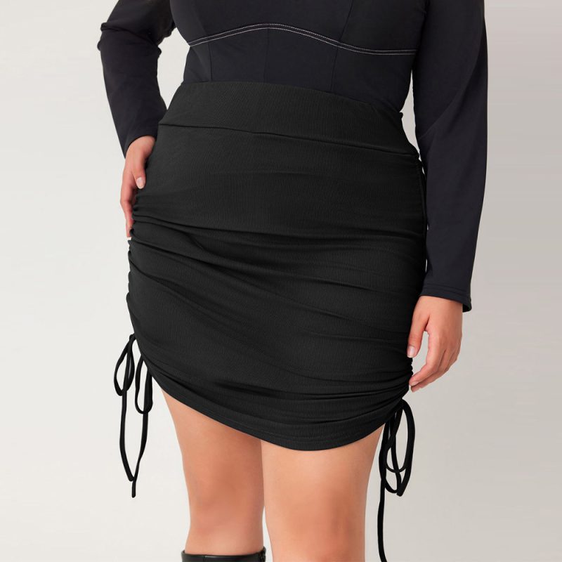 Plus Size High Waist Black Tight Trousers