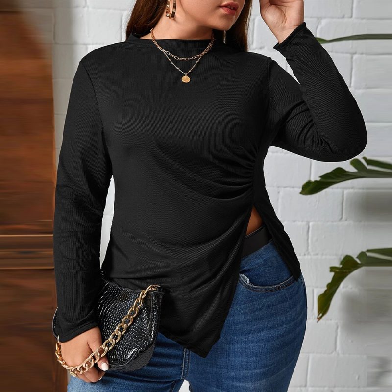 Autumn Plus Size Asymmetric Knit Top