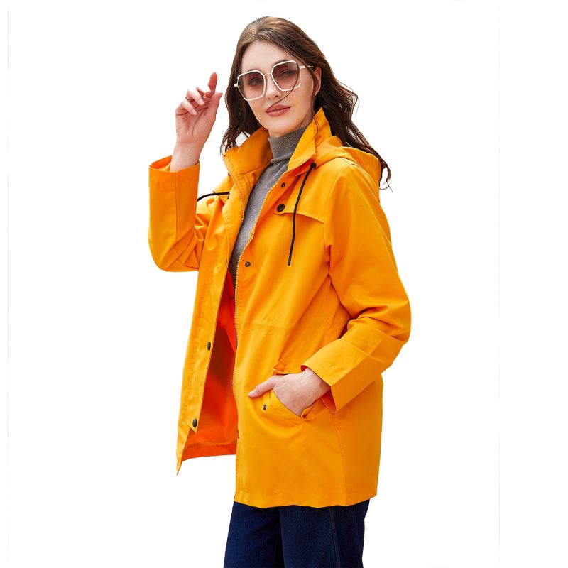 Mid-Length Hooded Windbreaker Women's Outdoor Raincoat Cardigan Coat