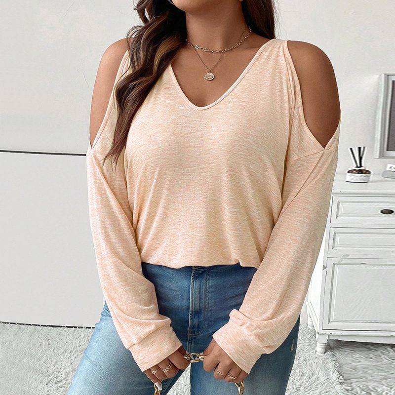 Autumn Winter Plus Size Off-Shoulder Long Sleeve Top